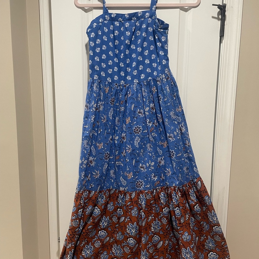 Janie and Jack Floral Blue and Brown Kids Dress, size 12